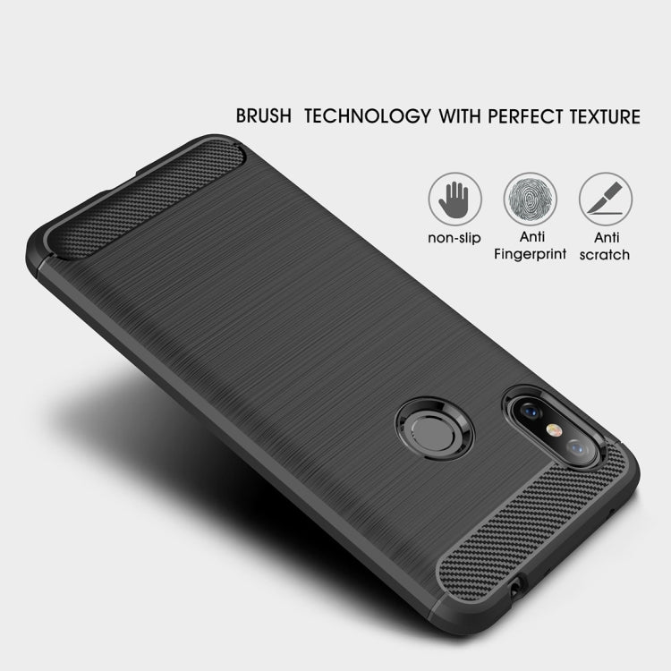 Brushed Texture Carbon Fiber Shockproof TPU Case for for Xiaomi Redmi Note 6