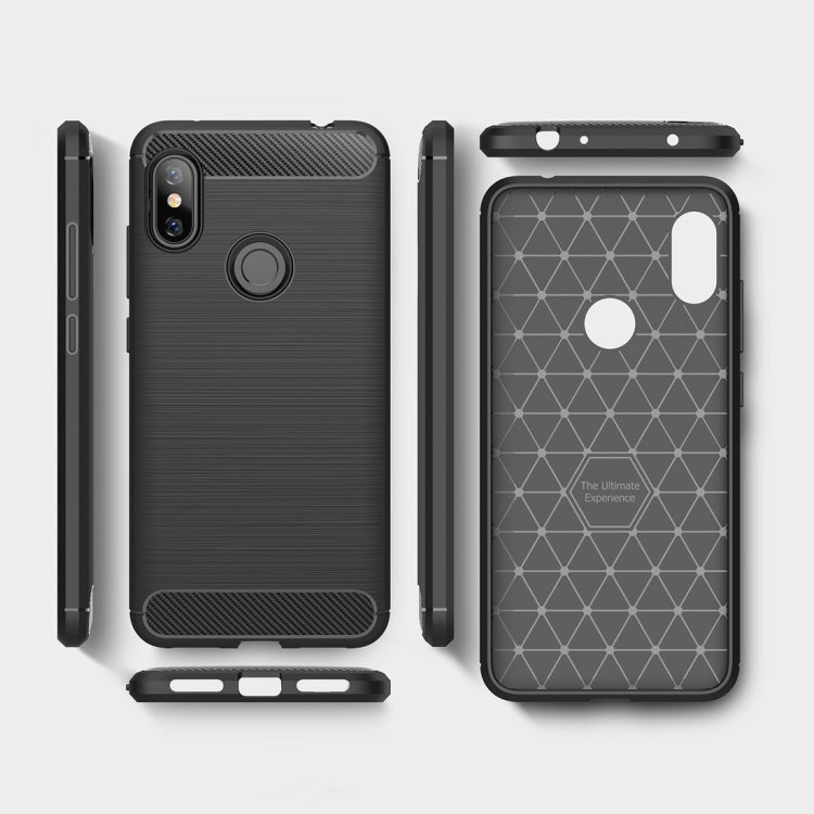 Brushed Texture Carbon Fiber Shockproof TPU Case for for Xiaomi Redmi Note 6