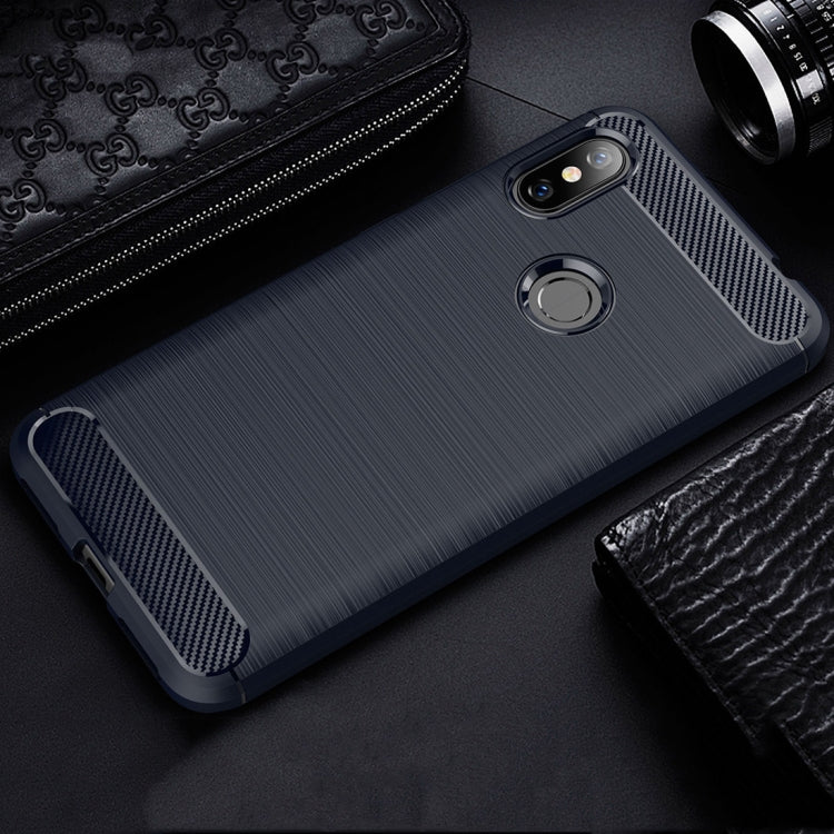 Brushed Texture Carbon Fiber Shockproof TPU Case for for Xiaomi Redmi Note 6