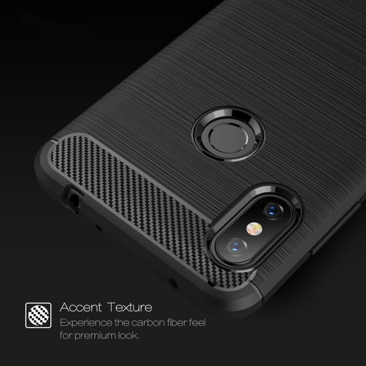 Brushed Texture Carbon Fiber Shockproof TPU Case for for Xiaomi Redmi Note 6