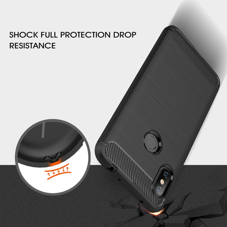 Brushed Texture Carbon Fiber Shockproof TPU Case for for Xiaomi Redmi Note 6