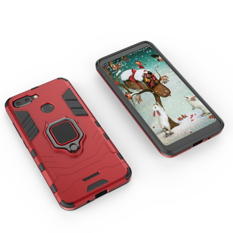 PC + TPU Shockproof Protective Case for Xiaomi Redmi 6, with Magnetic Ring Holder(Red)