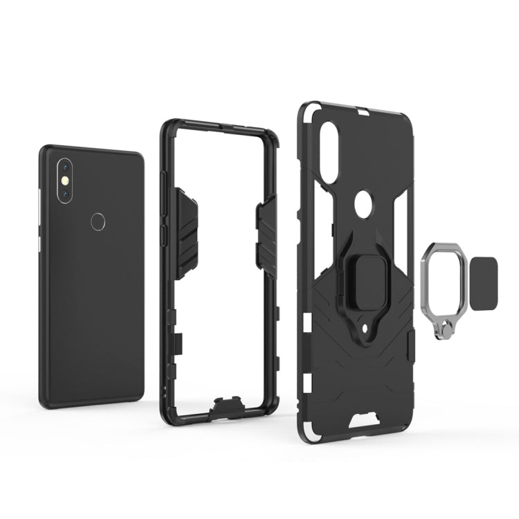 PC + TPU Shockproof Protective Case for Xiaomi MI Mix 2S, with Magnetic Ring Holder (Navy Blue)