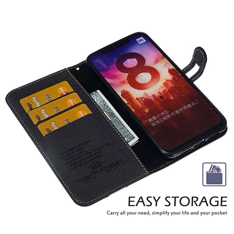 Splicing Embossed Female Style Horizontal Flip Leather Case for Xiaomi Mi 8, with Holder & Card Slots & Wallet & Lanyard