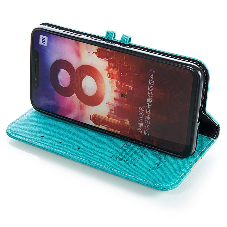 Splicing Embossed Female Style Horizontal Flip Leather Case for Xiaomi Mi 8, with Holder & Card Slots & Wallet & Lanyard