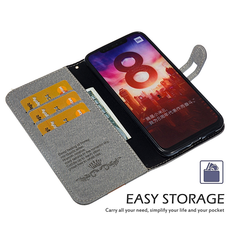 Splicing Embossed Female Style Horizontal Flip Leather Case for Xiaomi Mi 8, with Holder & Card Slots & Wallet & Lanyard