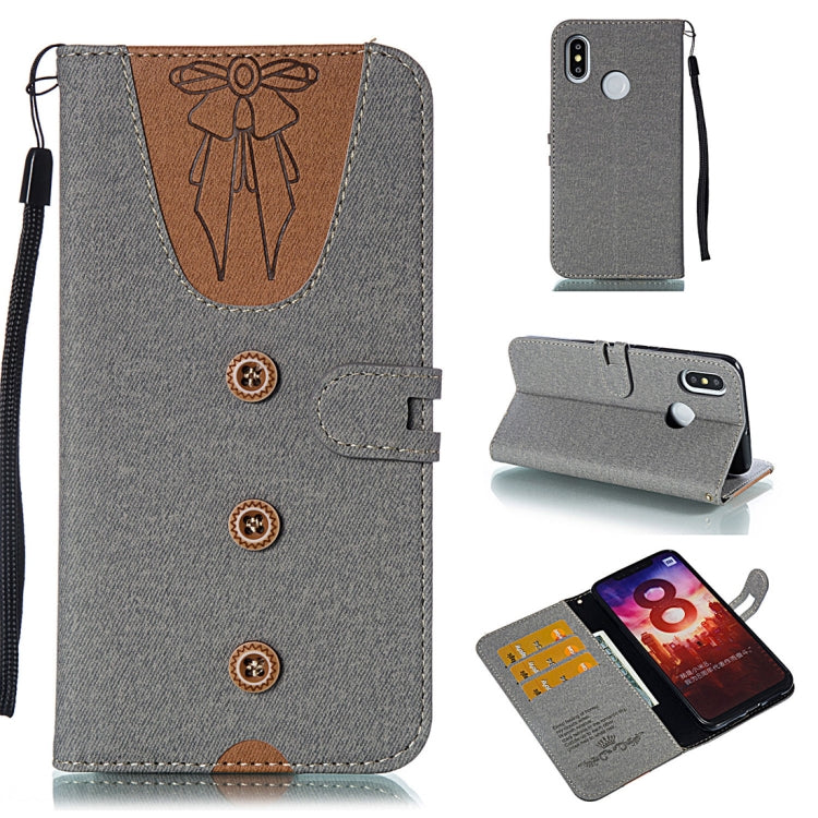 Splicing Embossed Female Style Horizontal Flip Leather Case for Xiaomi Mi 8, with Holder & Card Slots & Wallet & Lanyard