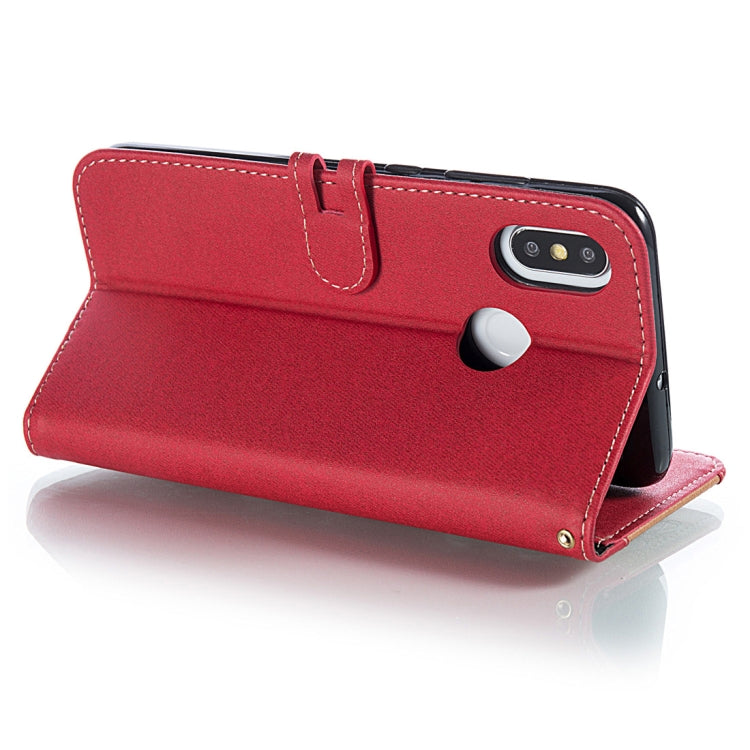 Splicing Embossed Female Style Horizontal Flip Leather Case for Xiaomi Mi 8, with Holder & Card Slots & Wallet & Lanyard