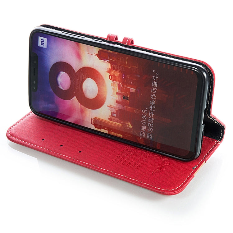 Splicing Embossed Female Style Horizontal Flip Leather Case for Xiaomi Mi 8, with Holder & Card Slots & Wallet & Lanyard