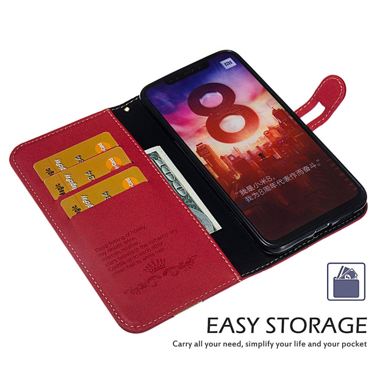Splicing Embossed Female Style Horizontal Flip Leather Case for Xiaomi Mi 8, with Holder & Card Slots & Wallet & Lanyard