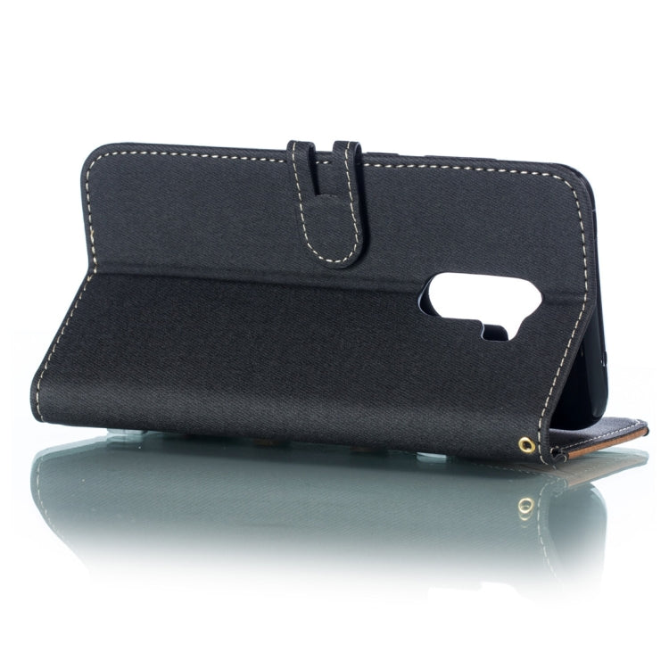 Splicing Embossed Male Style Horizontal Flip Leather Case for Xiaomi Pocophone F1, with Holder & Card Slots & Wallet & Lanyard