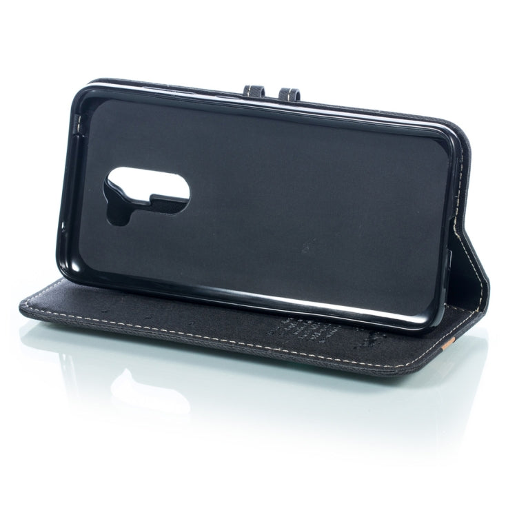 Splicing Embossed Male Style Horizontal Flip Leather Case for Xiaomi Pocophone F1, with Holder & Card Slots & Wallet & Lanyard