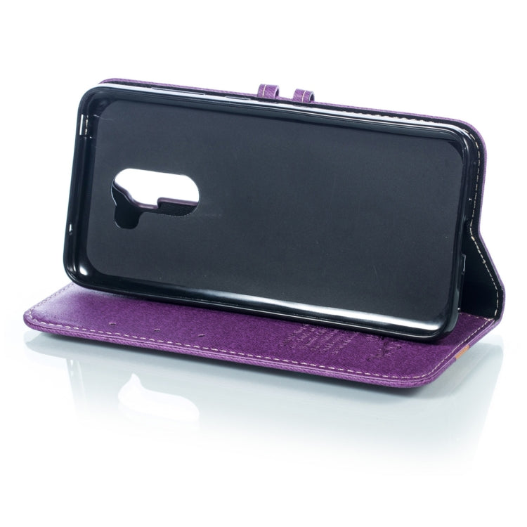 Splicing Embossed Male Style Horizontal Flip Leather Case for Xiaomi Pocophone F1, with Holder & Card Slots & Wallet & Lanyard