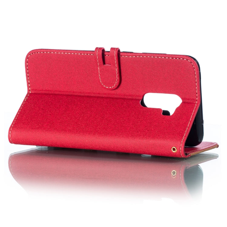 Splicing Embossed Male Style Horizontal Flip Leather Case for Xiaomi Pocophone F1, with Holder & Card Slots & Wallet & Lanyard