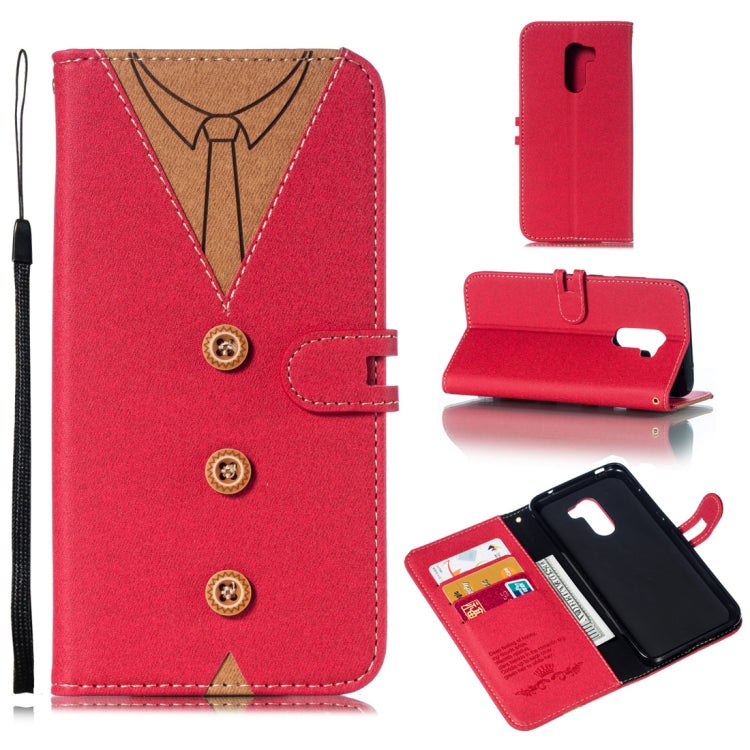 Splicing Embossed Male Style Horizontal Flip Leather Case for Xiaomi Pocophone F1, with Holder & Card Slots & Wallet & Lanyard