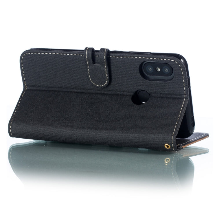 Splicing Embossed Male Style Horizontal Flip Leather Case for Xiaomi Redmi 6 Pro, with Holder & Card Slots & Wallet & Lanyard