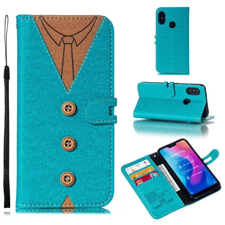 Splicing Embossed Male Style Horizontal Flip Leather Case for Xiaomi Redmi 6 Pro, with Holder & Card Slots & Wallet & Lanyard
