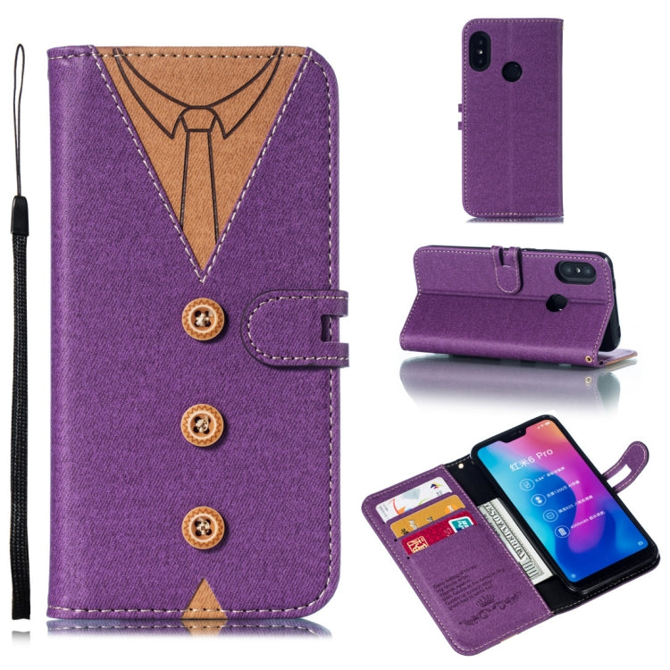 Splicing Embossed Male Style Horizontal Flip Leather Case for Xiaomi Redmi 6 Pro, with Holder & Card Slots & Wallet & Lanyard