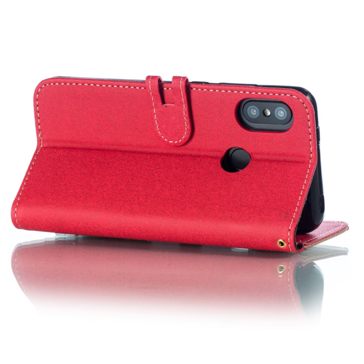 Splicing Embossed Male Style Horizontal Flip Leather Case for Xiaomi Redmi 6 Pro, with Holder & Card Slots & Wallet & Lanyard