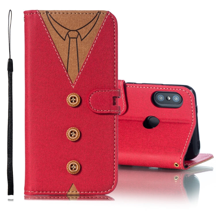 Splicing Embossed Male Style Horizontal Flip Leather Case for Xiaomi Redmi 6 Pro, with Holder & Card Slots & Wallet & Lanyard
