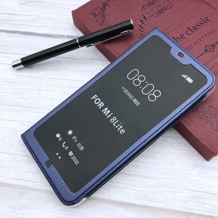 Litchi Texture Horizontal Flip Leather Case for Xiaomi 8 Lite, with Call Display ID