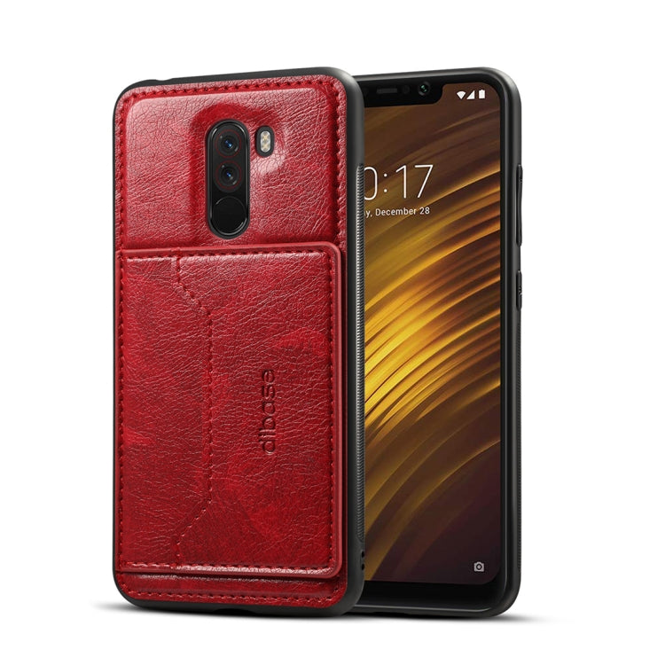 Dibase TPU + PC + PU Crazy Horse Texture Protective Case for Xiaomi Pocophone F1, with Holder & Card Slots
