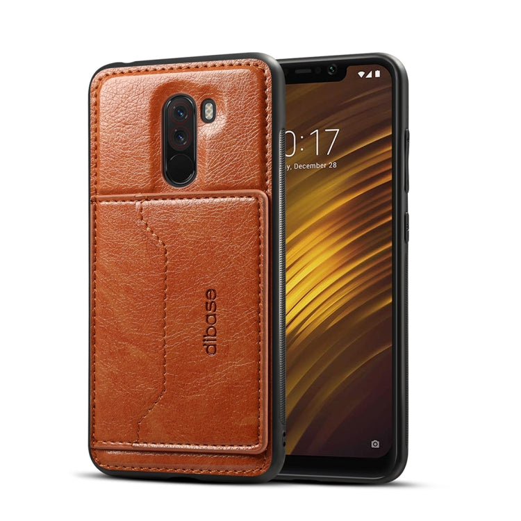 Dibase TPU + PC + PU Crazy Horse Texture Protective Case for Xiaomi Pocophone F1, with Holder & Card Slots
