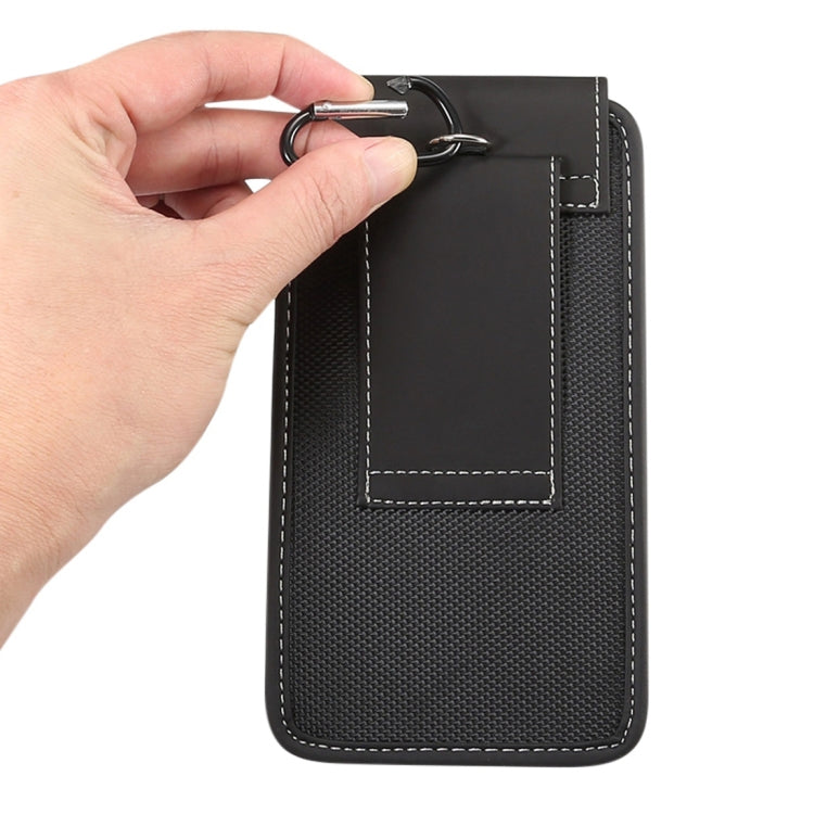 Universal Hanging Waist Oxford Cloth Case for 6.4-6.5 inch Mobile Phones, with Carabiner(Black)