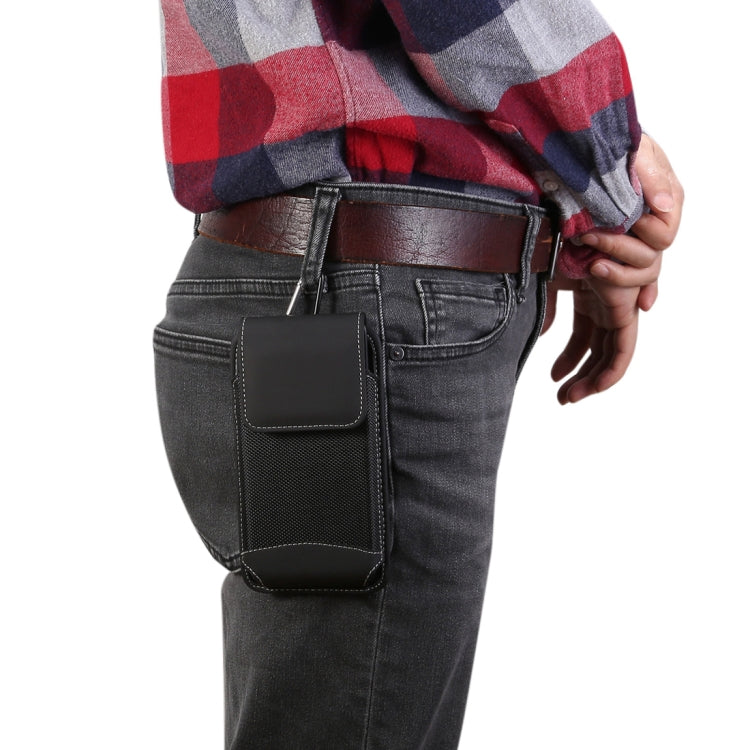 Universal Hanging Waist Oxford Cloth Case for 6.4-6.5 inch Mobile Phones, with Carabiner(Black)