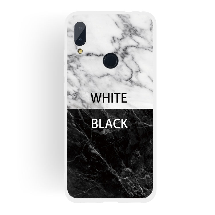 Black and White Text Matte Semi-transparent TPU Marble Mobile Phone Case for Xiaomi Redmi Note 7