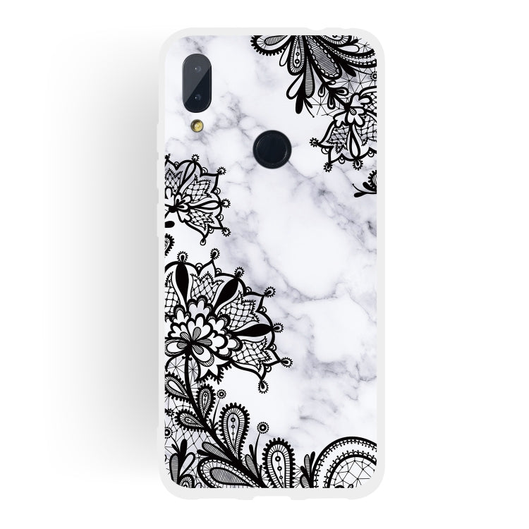 Lace Flower Matte Semi-transparent TPU Marble Mobile Phone Case for Xiaomi Redmi Note 7