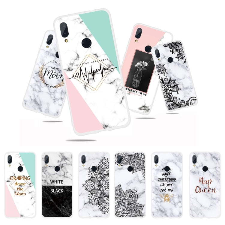 Lace Flower Matte Semi-transparent TPU Marble Mobile Phone Case for Xiaomi Redmi Note 7