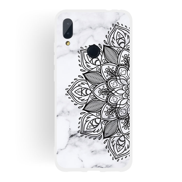 Half Flower Frosted Matte Semi-transparent TPU Marble Phone Case for Xiaomi Redmi Note7