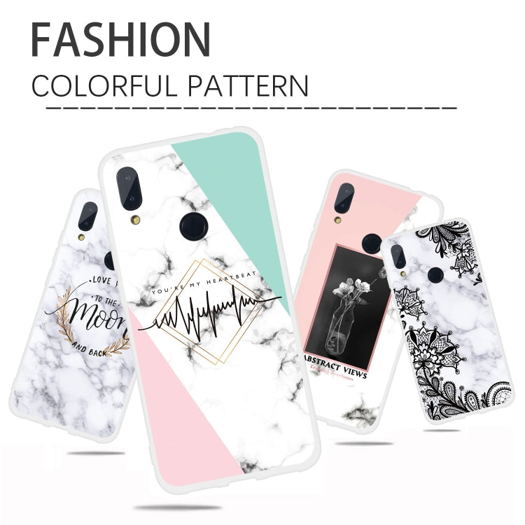 Half Flower Frosted Matte Semi-transparent TPU Marble Phone Case for Xiaomi Redmi Note7