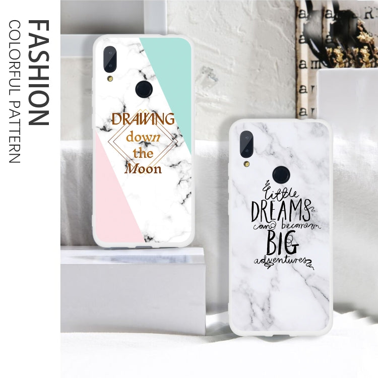 Moon Text Semi-transparent TPU Marble Phone Case for Xiaomi Redmi Note 7