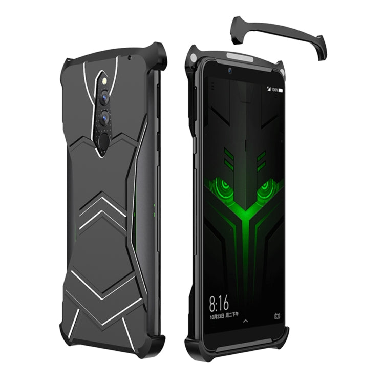 R-JUST Magnet Adsorption Metal Polished Texture Phone Case for Xiaomi Black Shark Helo(Black)