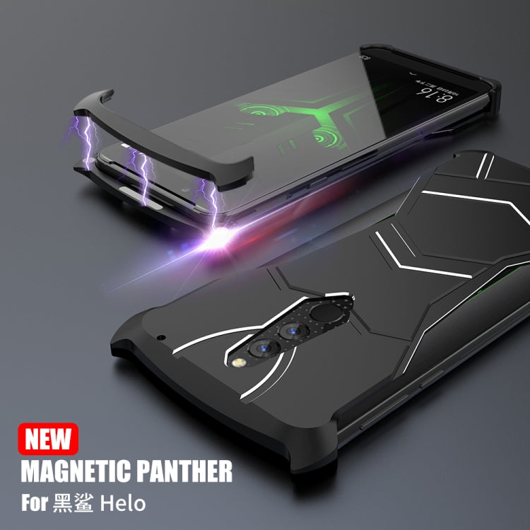 R-JUST Magnet Adsorption Metal Polished Texture Phone Case for Xiaomi Black Shark Helo(Black)