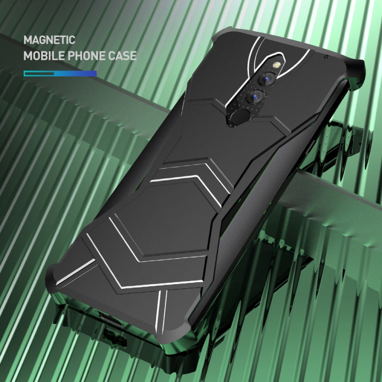 R-JUST Magnet Adsorption Metal Polished Texture Phone Case for Xiaomi Black Shark Helo(Black)