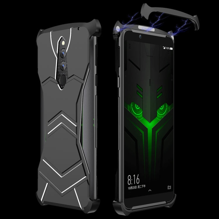 R-JUST Magnet Adsorption Metal Polished Texture Phone Case for Xiaomi Black Shark Helo(Black)