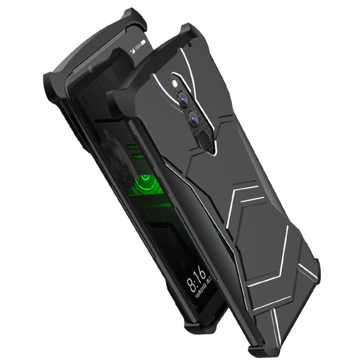 R-JUST Magnet Adsorption Metal Polished Texture Phone Case for Xiaomi Black Shark Helo(Black)