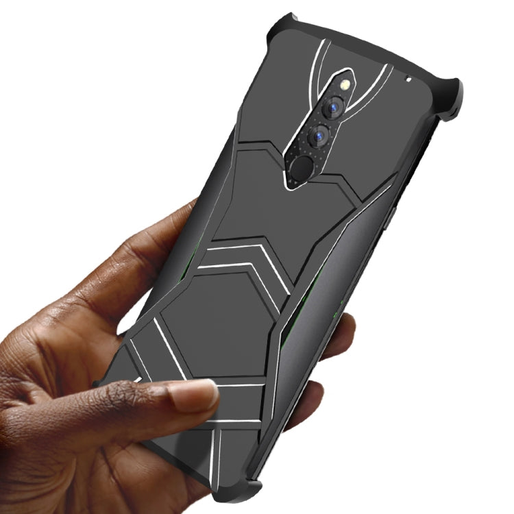 R-JUST Magnet Adsorption Metal Polished Texture Phone Case for Xiaomi Black Shark Helo(Black)