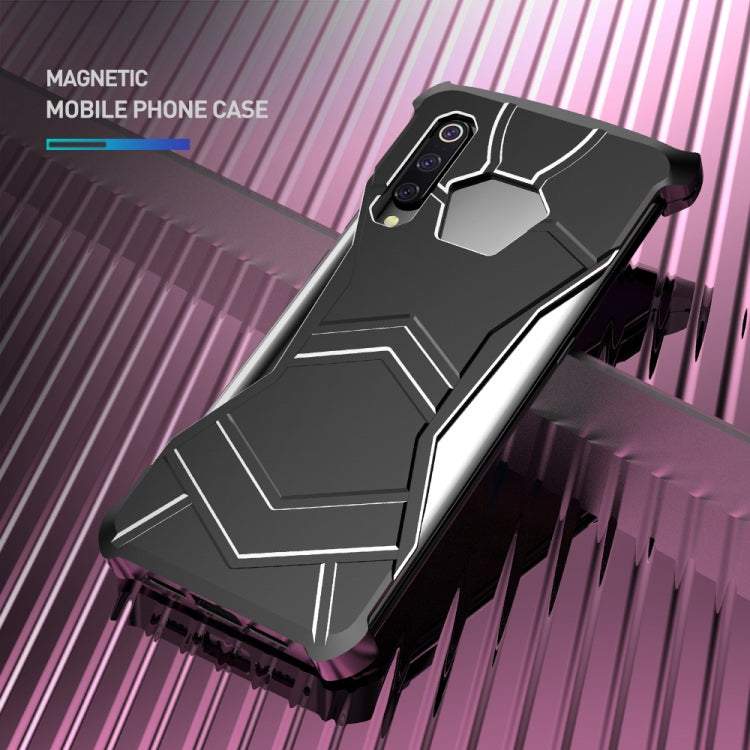 R-JUST Magnet Adsorption Metal Polished Texture Phone Case for Xiaomi Mi 9(Black)
