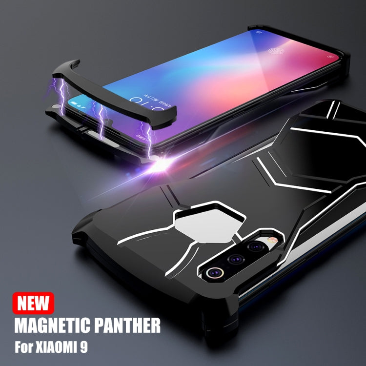 R-JUST Magnet Adsorption Metal Polished Texture Phone Case for Xiaomi Mi 9(Black)
