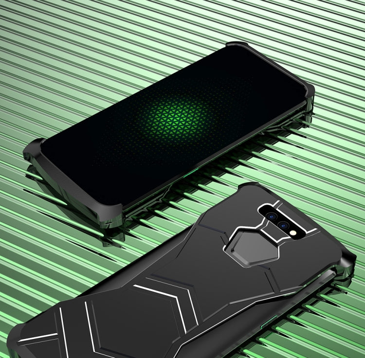 R-JUST Magnet Adsorption Metal Polished Texture Phone Case for Xiaomi Black Shark (Black)