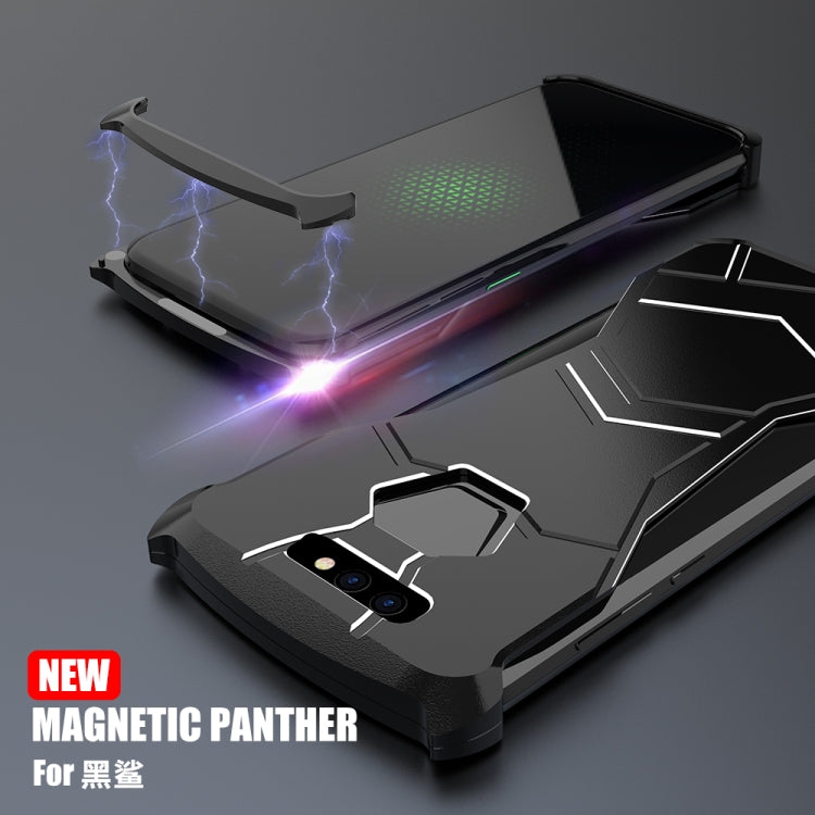 R-JUST Magnet Adsorption Metal Polished Texture Phone Case for Xiaomi Black Shark (Black)