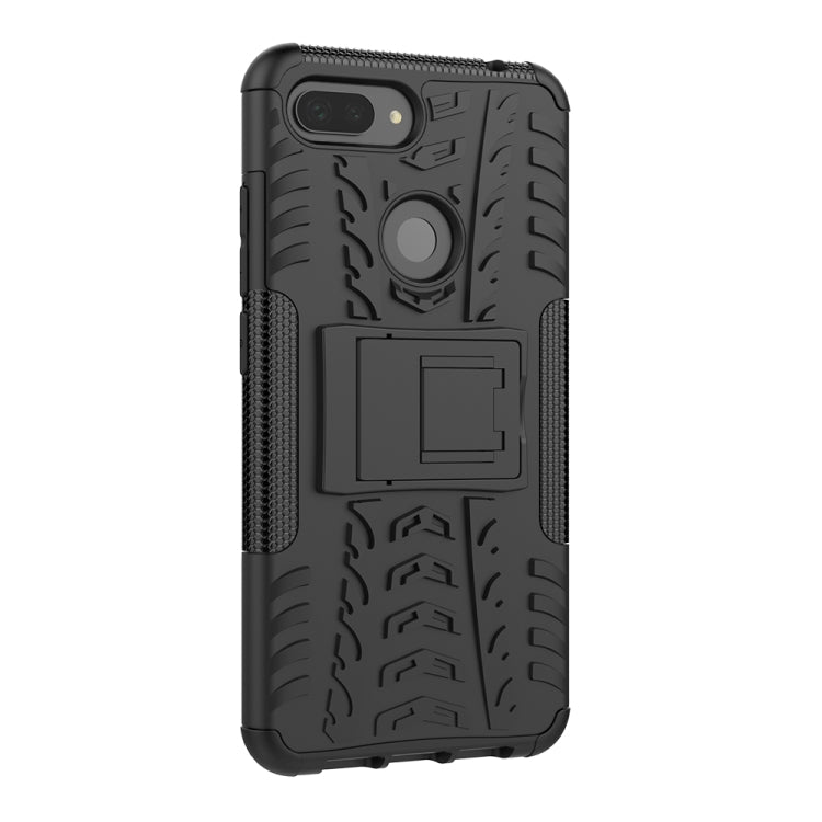 Shockproof PC + TPU Tire Pattern Case for Xiaomi Mi 8 Lite, with Holder