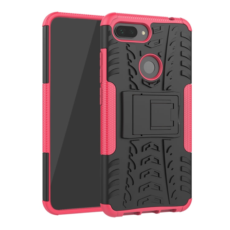 Shockproof PC + TPU Tire Pattern Case for Xiaomi Mi 8 Lite, with Holder