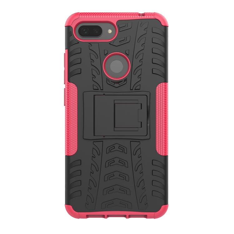 Shockproof PC + TPU Tire Pattern Case for Xiaomi Mi 8 Lite, with Holder