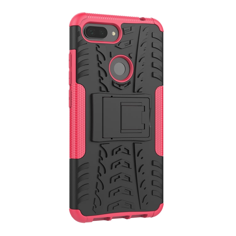 Shockproof PC + TPU Tire Pattern Case for Xiaomi Mi 8 Lite, with Holder
