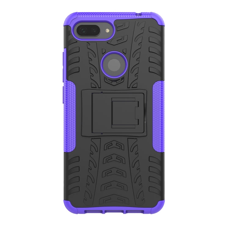 Shockproof PC + TPU Tire Pattern Case for Xiaomi Mi 8 Lite, with Holder